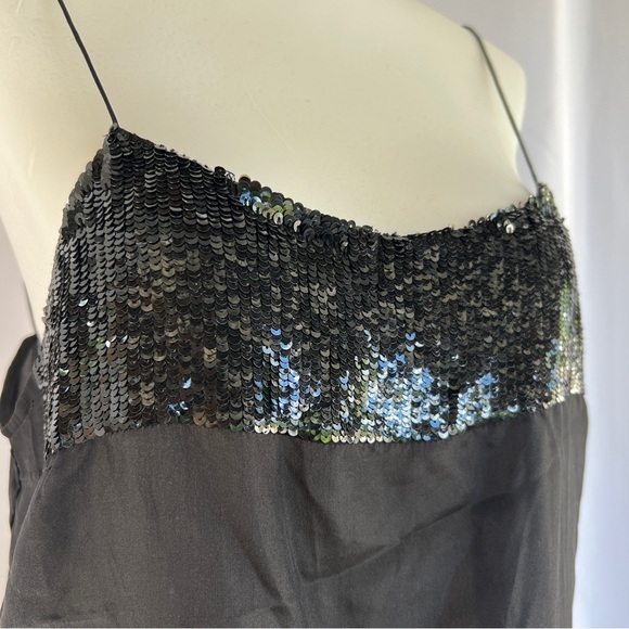 Dereck Lam black sequin lightweight silk slip dress nighty lingerie Italy size 6 - Picture 7 of 16
